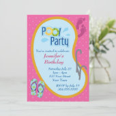Flip Flop Pool Party Birthday Kaart (Staand voorkant)