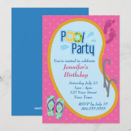 Flip Flop Pool Party Birthday Kaart