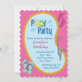 Flip Flop Pool Party Birthday Kaart (Voorkant)