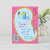 Flip Flop Pool Party Birthday Kaart (Staand voorkant)