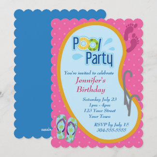 Flip Flop Pool Party Birthday Kaart