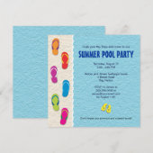 Flip Flop Pool Party Invitation Kaart (Voorkant / Achterkant)