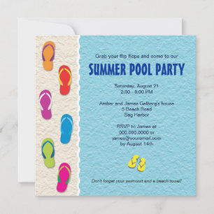 Flip Flop Pool Party Invitation Kaart