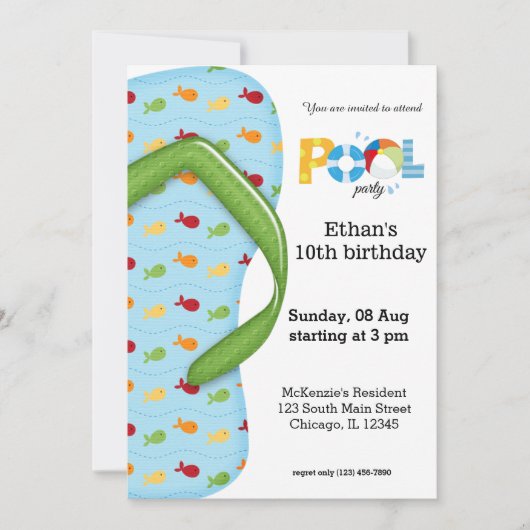 Flip Flop Pool Party Kaart (Voorkant)