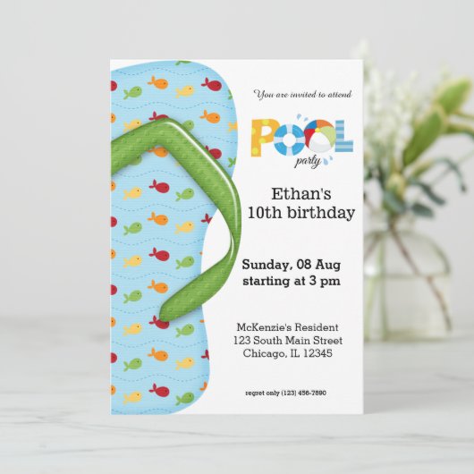 Flip Flop Pool Party Kaart (Staand voorkant)