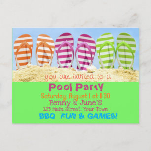 Flip Flop Pool Party Uitnodiging Briefkaart