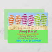 Flip Flop Pool Party Uitnodiging Briefkaart (Voorkant / Achterkant)