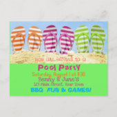 Flip Flop Pool Party Uitnodiging Briefkaart (Voorkant)