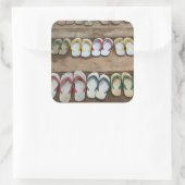 Flip Flop Sandalen Vierkante Sticker (Tas)