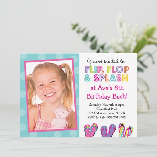 Flip Flop Splash Verjaardag Bash Kaart (Staand voorkant)