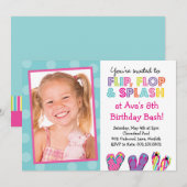 Flip Flop Splash Verjaardag Bash Kaart (Voorkant / Achterkant)