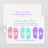 Flip Flop Strand Save the Date Kaart (Voorkant / Achterkant)