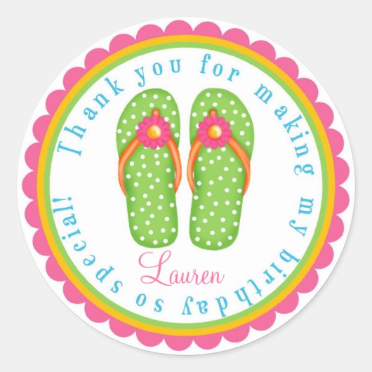 Flip Flop Verjaardag Stickers (Voorkant)