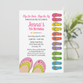 Flip Flop Verjaardagsfeest Uitnodiging Zwembad Fee (Staand voorkant)