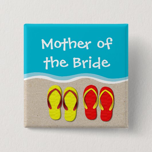 Flip Flop Wedding on the Beach Bridal Party Button (Voorkant)