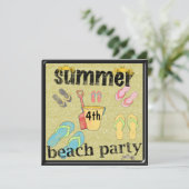 Flip Flops 4e verjaardag zomer strandfeest Kaart (Staand voorkant)