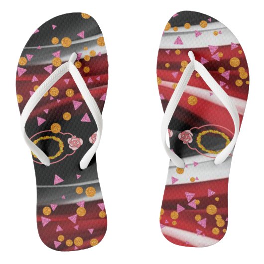 Flip Flops Abstract Rood Zwart (Voetbed)