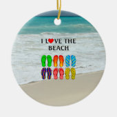 Flip-Flops Beach Love, kleurrijk ontwerp, Keramisch Ornament (Voorkant)