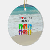 Flip-Flops Beach Love, kleurrijk ontwerp, Keramisch Ornament (Links)