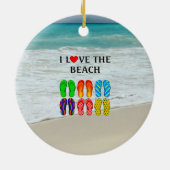 Flip-Flops Beach Love, kleurrijk ontwerp, Keramisch Ornament (Achterkant)