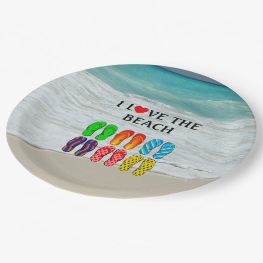 Flip-Flops Beach Love, kleurrijk ontwerp Papieren Bordje (Gekanteld)