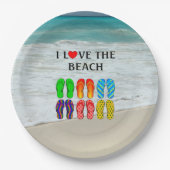 Flip-Flops Beach Love, kleurrijk ontwerp Papieren Bordje (Voorkant)
