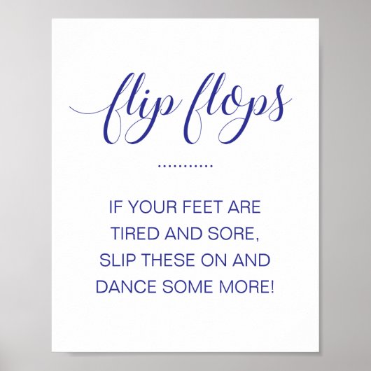 Flip Flops Dansschoenen Navy Blauwe Trouwbord Poster (Voorkant)