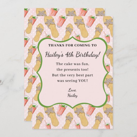 Flip Flops en Limonade Bedankkaart (Voorkant / Achterkant)