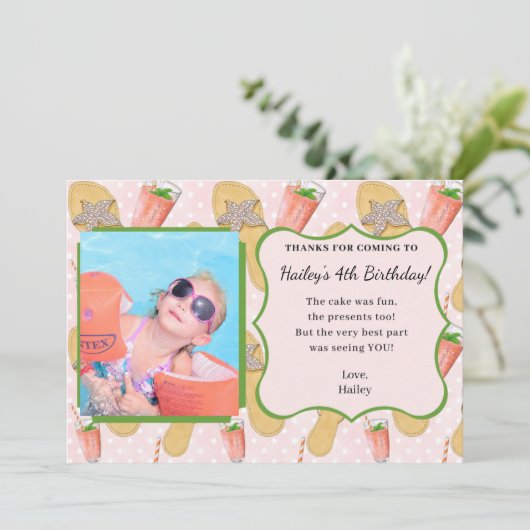 Flip Flops en Limonade Foto Bedankkaart (Staand voorkant)