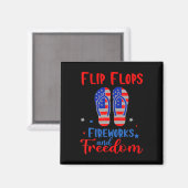 Flip Flops Fireworks And Freedom American Flag 4th Magneet (Voorkant / Achterkant)