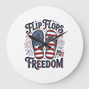 Flip Flops Freedom Patriottische Zomer T-Shirt Ont Grote Klok