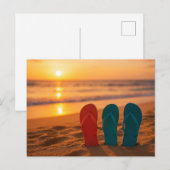 Flip Flops in het ZandAnsichtkaart Briefkaart (Voorkant / Achterkant)