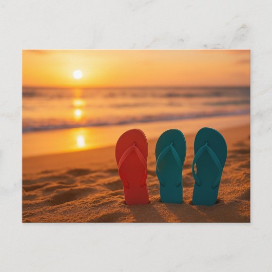 Flip Flops in het ZandAnsichtkaart Briefkaart (Voorkant)