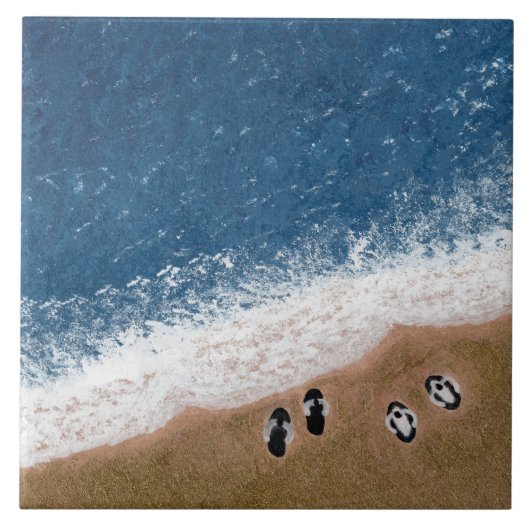 Flip Flops op het Strand Zand Tegeltje (Voorkant)