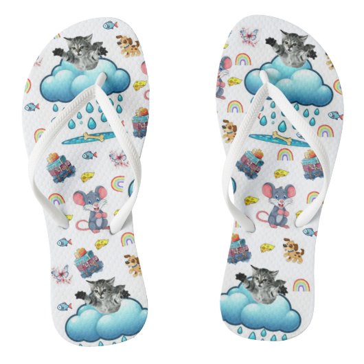 Flip Flops Regenboog Kat Hond Muizen Kaas Vis Bott (Voetbed)