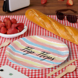Flip Flops Typografie Geel Roze Blauw Strepen Papieren Bordje