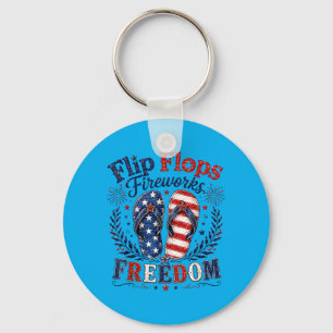 Flip Flops Vuurwerk Dom Usa Vlag Zomer 4 juli Sleutelhanger