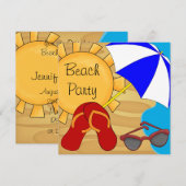 Flip Flops Zonnebril Strand Verjaardagsfeestje Kaart (Voorkant / Achterkant)