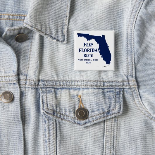 Flip Florida Blue voor 2024 Vierkante Button 5,1 Cm (In situ)