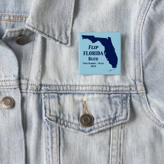 Flip Florida Blue voor 2024 Vierkante Button 5,1 Cm (In situ)