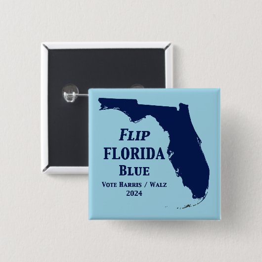 Flip Florida Blue voor 2024 Vierkante Button 5,1 Cm (Voorkant /achterkant)