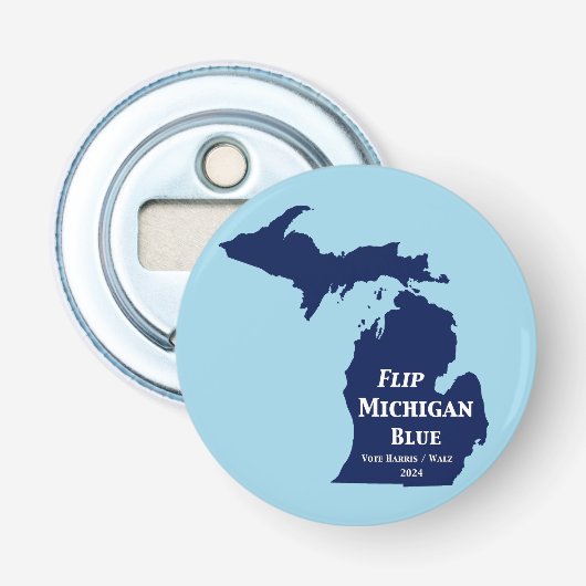 Flip Michigan Blue voor 2024 Button Flesopener (Voorkant)