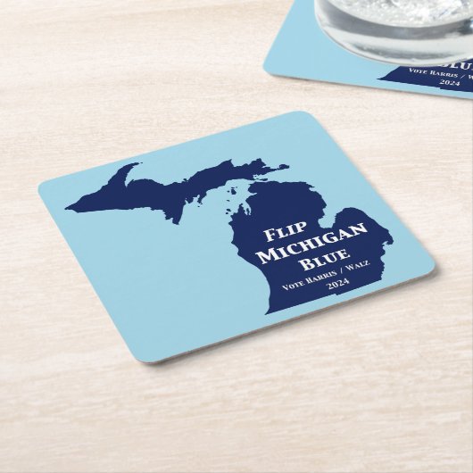 Flip Michigan Blue voor 2024 Kartonnen Onderzetters (Schuin)