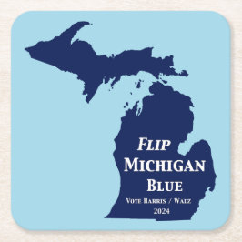 Flip Michigan Blue voor 2024 Kartonnen Onderzetters