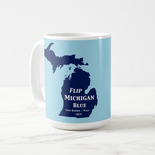 Flip Michigan Blue voor 2024 Koffiemok (Voorkant links)