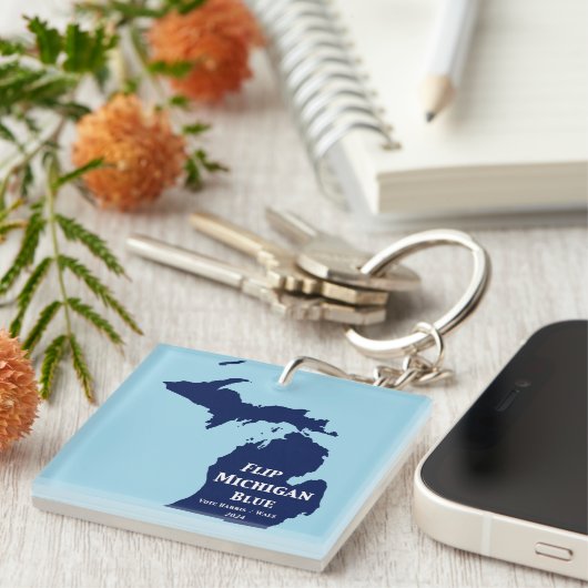 Flip Michigan Blue voor 2024 Sleutelhanger (Voorkant Rechts)
