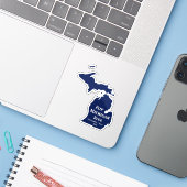 Flip Michigan Blue voor 2024 Sticker (Laptop met iPhone)