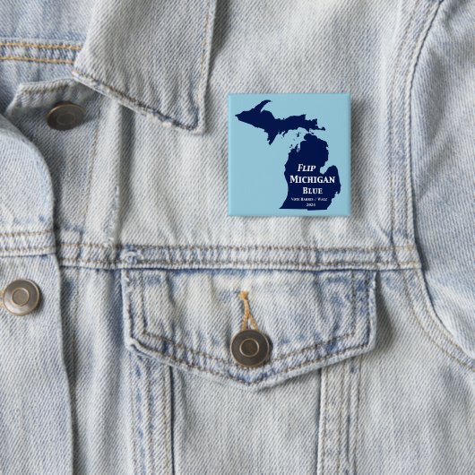 Flip Michigan Blue voor 2024 Vierkante Button 5,1 Cm (In situ)