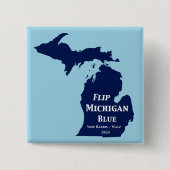 Flip Michigan Blue voor 2024 Vierkante Button 5,1 Cm (Voorkant)