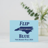 Flip North Carolina Blauw in 2024 Briefkaart (Staand voorkant)